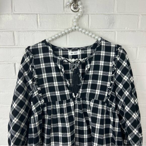 Day & Moon Red Dress Boutique Pinky Promise Black Plaid Dress Size L - Picture 3 of 11